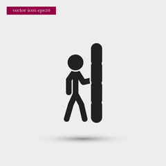 Man with inflatable mattress icon. Simple vacation element illustration. Holiday symbol design from summer collection. Can be used in web and mobile.