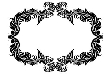 Filigree floral frame. Ornamental decoration in vintage style