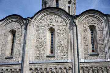 Dmitrievsky church in Vladimir town, Russia. Popular landmark. Color photo.