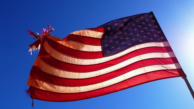 American flag with blue backgraound
