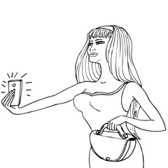 Illustration of girl holding smart phone