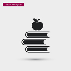 Books with apple icon. Simple school element illustration. Vector symbol design from education collection. Can be used in web and mobile.