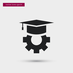Graduation cap icon. Simple gear element illustration. Vector symbol design from education collection. Can be used in web and mobile.