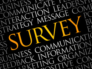 Survey word cloud collage, business concept background