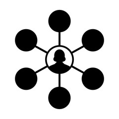 Connection icon vector female group of persons symbol avatar for multiple social network in flat color glyph pictogram illustration