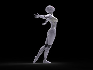 Fototapeta na wymiar Robotic Cyber Woman is posing 3D Rendering