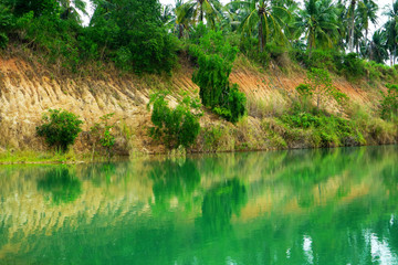 Obraz premium green blue water was born by Cabonate in sandstone and sunlight reflection
