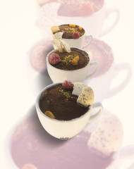 Three chocolate cups