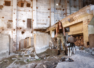 military girl with husky dog © Volodymyr Shevchuk