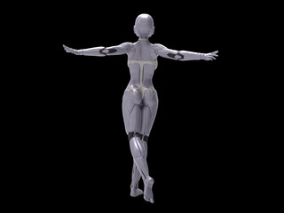 Robotic Cyber Woman is posing 3D Rendering