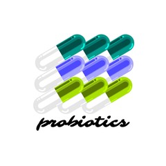 Probiotics logo. Bacteria logo. Concept of healthy nutrition ingredient for therapeutic purposes. Simple flat style trend modern logotype graphic design isolated
