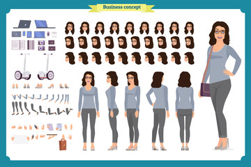 Young woman, casual clothes. Character creation set. Full length