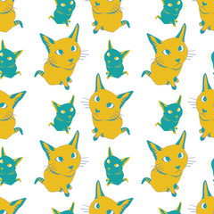 Seamless pattern with colorful cats. Stock vector illustration.