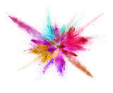 Explosion of coloured powder isolated on white background