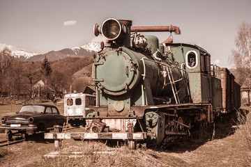 retro rusty locomotive