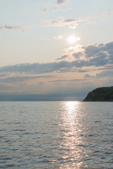 Gorgeous landscape with dawn clouds and sunrise on Georgian bay