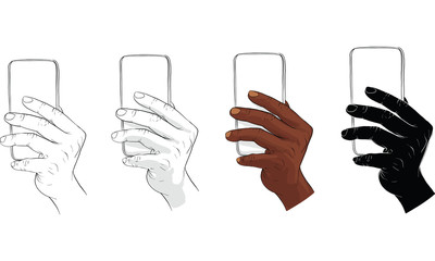 Obraz na płótnie Canvas hand holding cell phone, vector