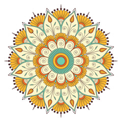 Ethnic ornamental mandala. Decorative design element. Hand drawn vector illustration