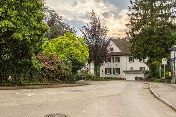 The flowering street of Baden-Baden in the evening