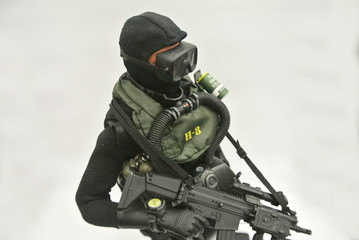 KUALA LUMPUR, MALAYSIA -MAY 3, 2018: Selected focused of ampfibian commando army action figure...