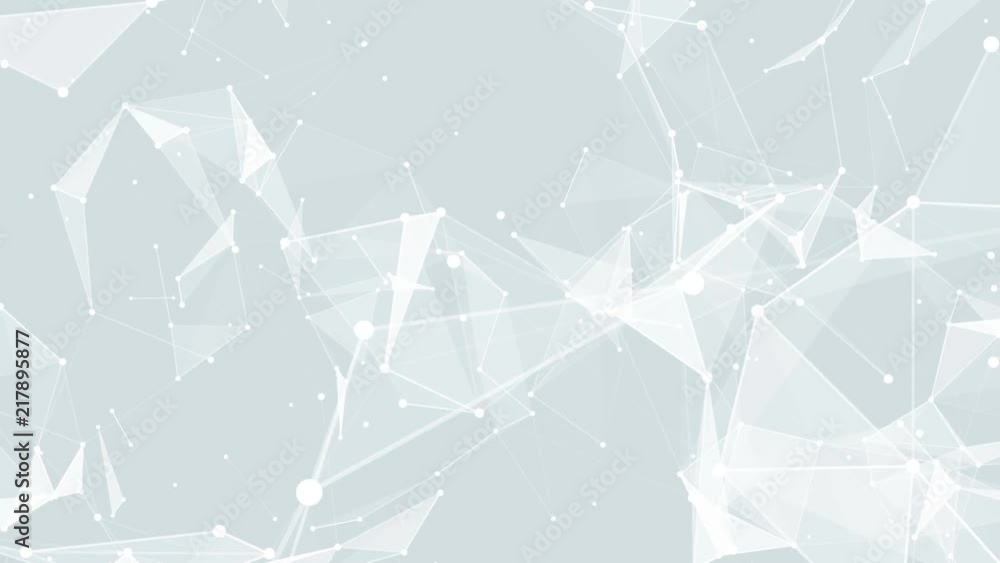 Poster Blinking triangles.Plexus abstract network white technology science background loop