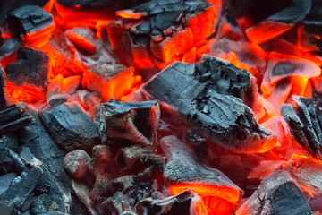 hot coals in the fire