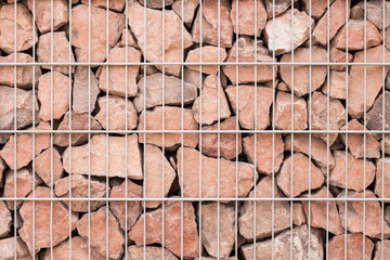 close up view of a Gabion fence wall