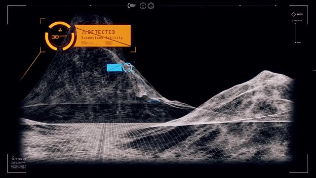 White HUD 3D Landscape Hologram Interface Graphic Element