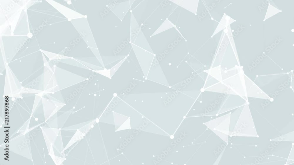 Poster rotation .clear background. transforming structure. blue facets. melting triangles. blue dots. blue 