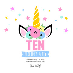 Simple unicorn birthday invitation