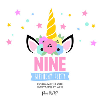 Simple unicorn birthday invitation