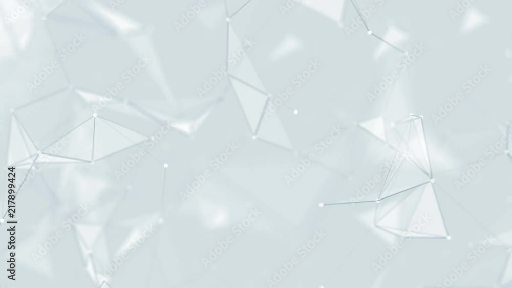 Poster structure of rotation. transforming structure. blue facets. melting triangles. blue dots. blue trian