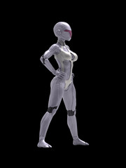 Robotic Cyber Woman is posing 3D Rendering