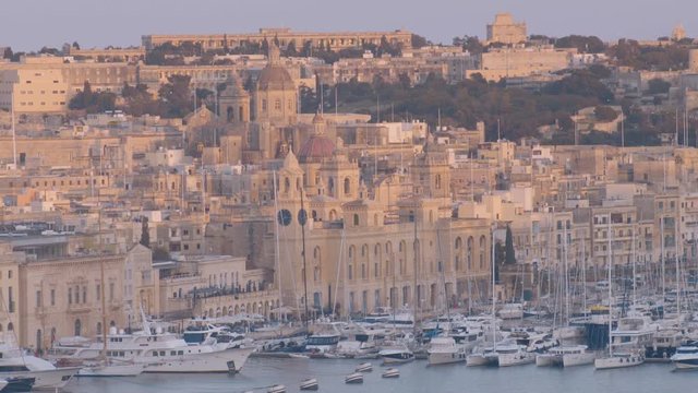 Aerial View a church by the sea in Sliema In Malta