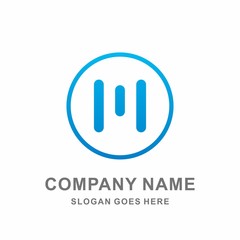 Monogram Letter M Circle Digital Speed Link Connection Technology Computer Business Company Stock Vector Logo Design Template