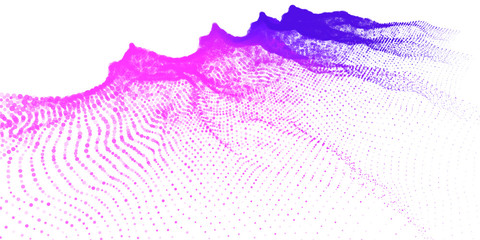 Abstract waves from dots color background. Technology background vector. Future background.