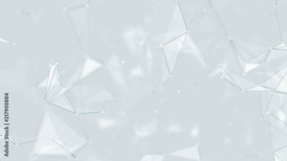 Poster structure. depth of field. transforming structure. blue facets. melting triangles. blue dots. blue t