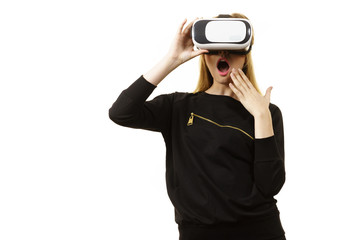 Woman wearing VR goggles