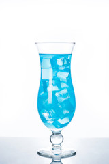Blue cocktail on white background


