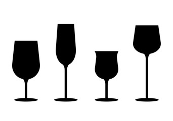 Icon Silhouette Black Wine Glass for Party Illustration