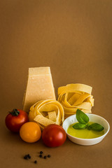 Ingredients for an Italian Pasta Dish, Portrait Format