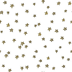 Gold star seamless pattern. Vector