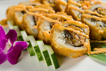 Sushi on a white plate