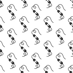 Plug Web Icon Design With Wire Seamless Pattern
