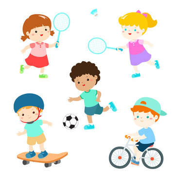 Kids in various sport activity vector