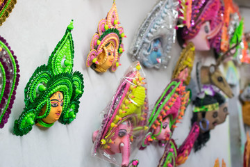 Chhau or Chhou masks on diaplay for sale