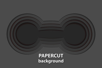 Vector background with black paper cut shapes. 3D abstract paper art style, design layout for business presentations, flyers, posters, prints, decoration, cards, brochure cover.