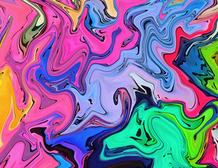 Abstract swirl background. Liquid paint texture in expressionism style art. Marble creative backdrop. Digital painting colorful artwork. Graphic fantasy modern fluid drawing.
