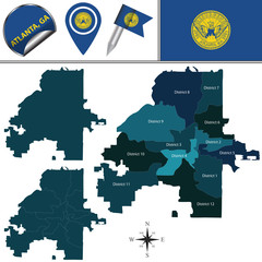 Map of Atlanta, GA with Districts