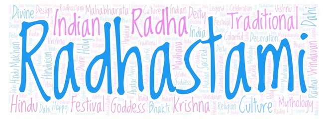 Radhastami horizontal in banner form   word cloud.